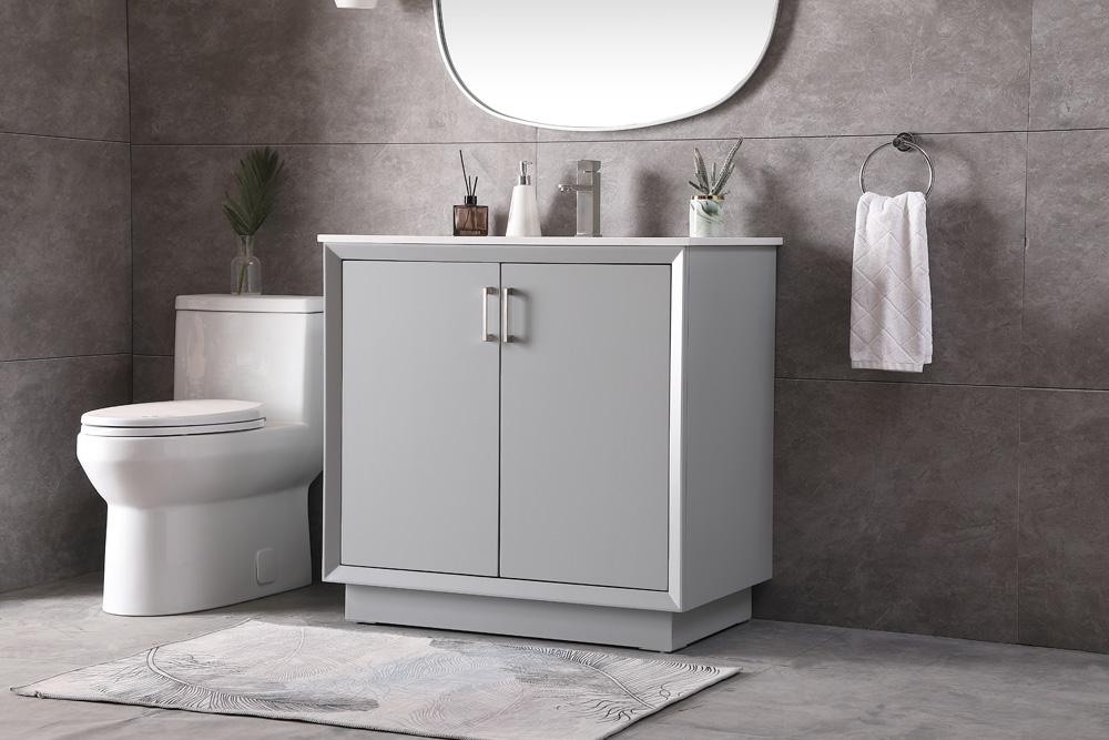 Elegant Furniture & Lighting - Hayes 36 Inch SIngle Bathroom Vanity In Grey - VF19636GR veiw 3