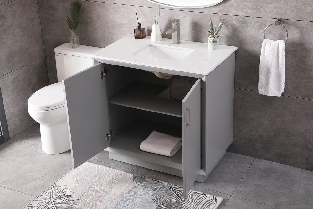 Elegant Furniture & Lighting - Hayes 36 Inch SIngle Bathroom Vanity In Grey - VF19636GR veiw 4