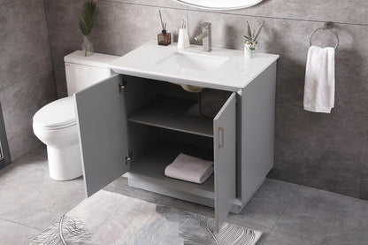 Elegant Furniture & Lighting - Hayes 36 Inch SIngle Bathroom Vanity In Grey - VF19636GR veiw 4