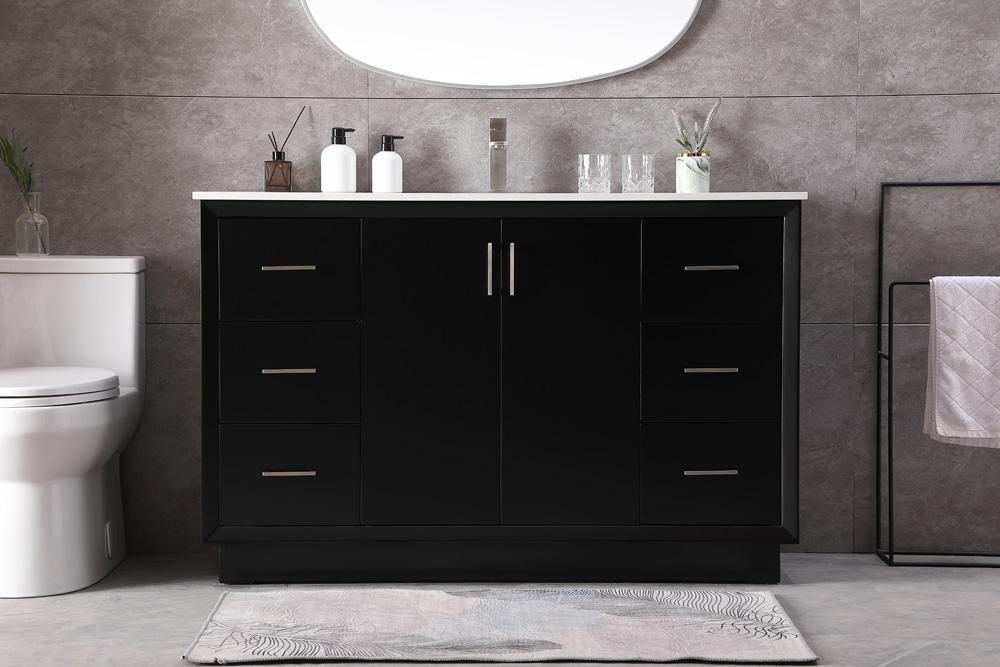 Elegant Furniture & Lighting - Hayes 54 Inch SIngle Bathroom Vanity In Black - VF19654BK veiw 2