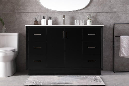 Elegant Furniture & Lighting - Hayes 54 Inch SIngle Bathroom Vanity In Black - VF19654BK veiw 2