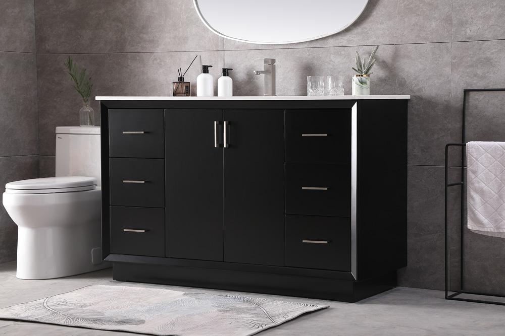 Elegant Furniture & Lighting - Hayes 54 Inch SIngle Bathroom Vanity In Black - VF19654BK veiw 3