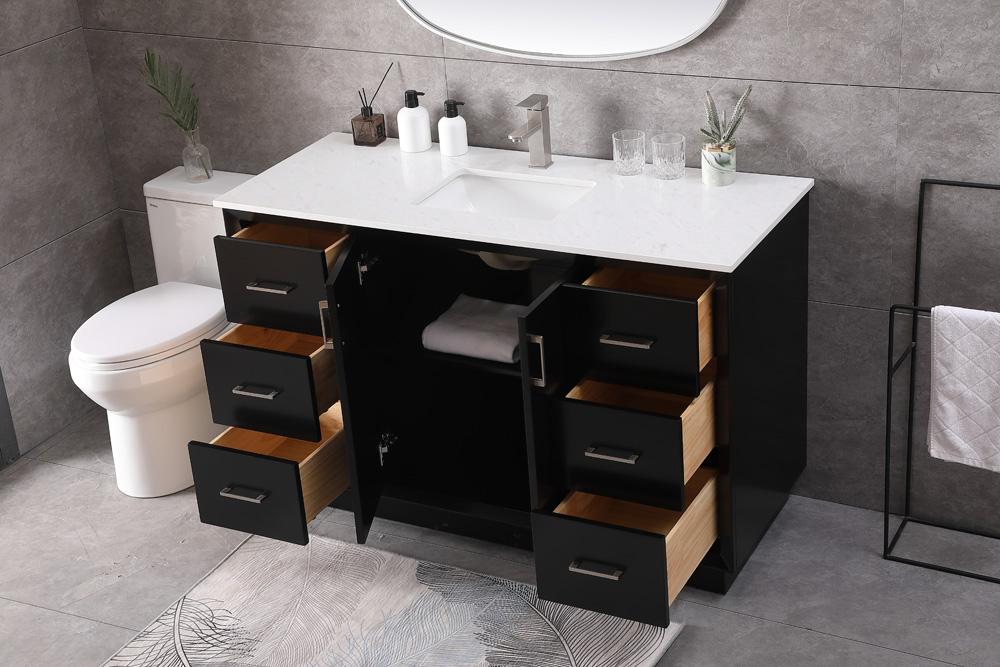 Elegant Furniture & Lighting - Hayes 54 Inch SIngle Bathroom Vanity In Black - VF19654BK veiw 4