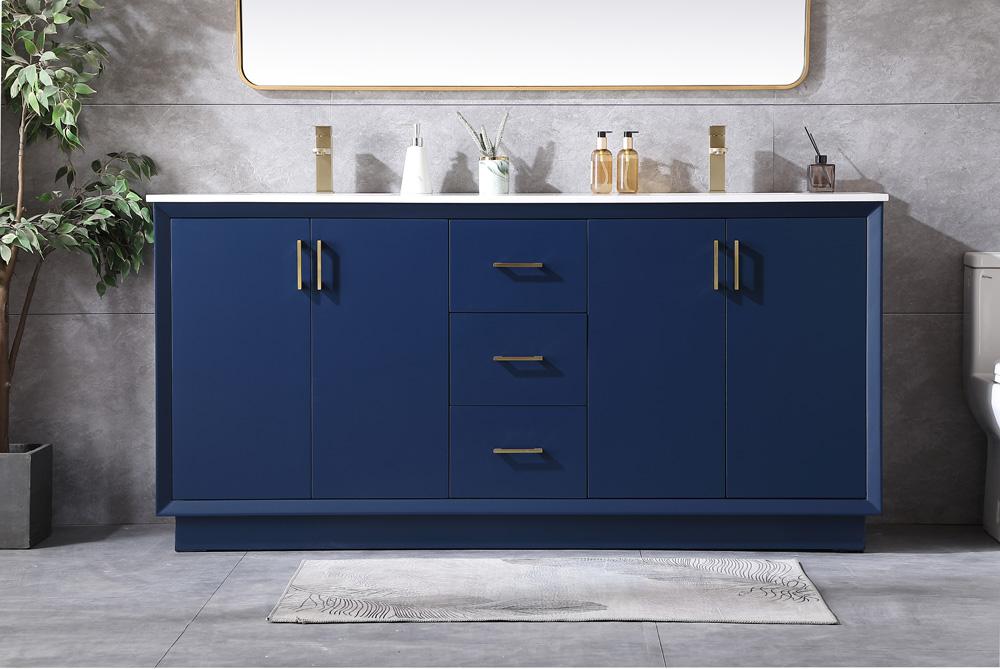 Elegant Furniture & Lighting - Hayes 72 Inch Double Bathroom Vanity In Blue - VF19672DBL veiw 2