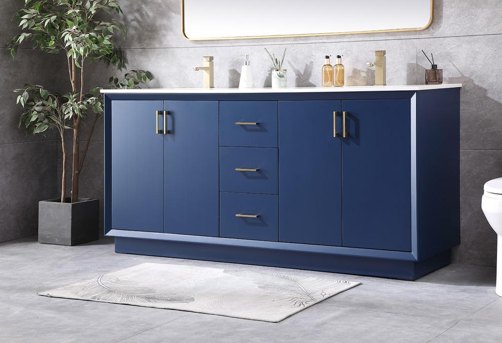 Elegant Furniture & Lighting - Hayes 72 Inch Double Bathroom Vanity In Blue - VF19672DBL veiw 3