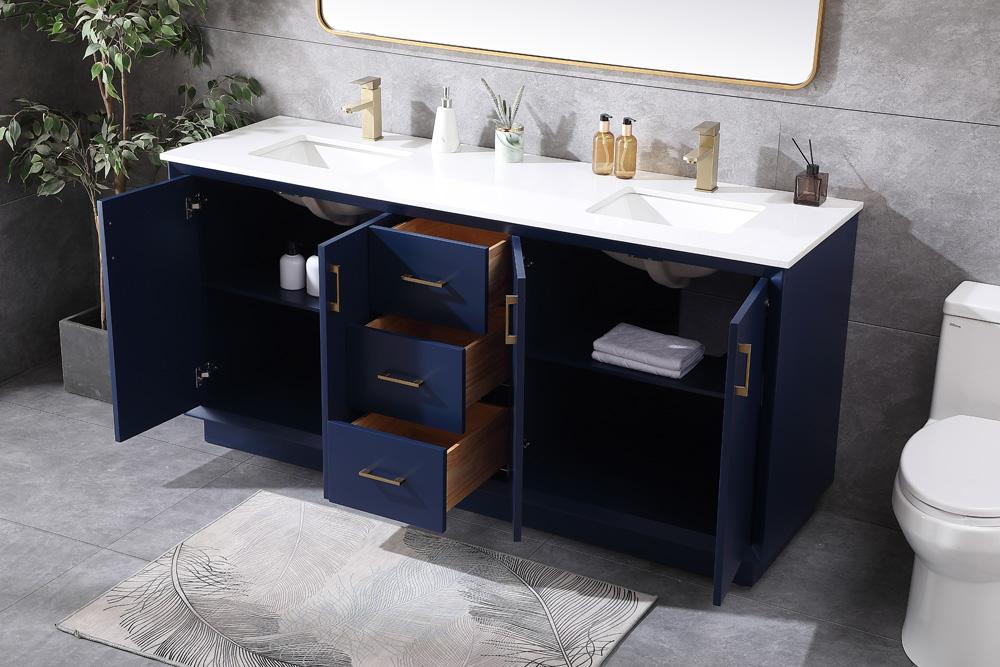 Elegant Furniture & Lighting - Hayes 72 Inch Double Bathroom Vanity In Blue - VF19672DBL veiw 4