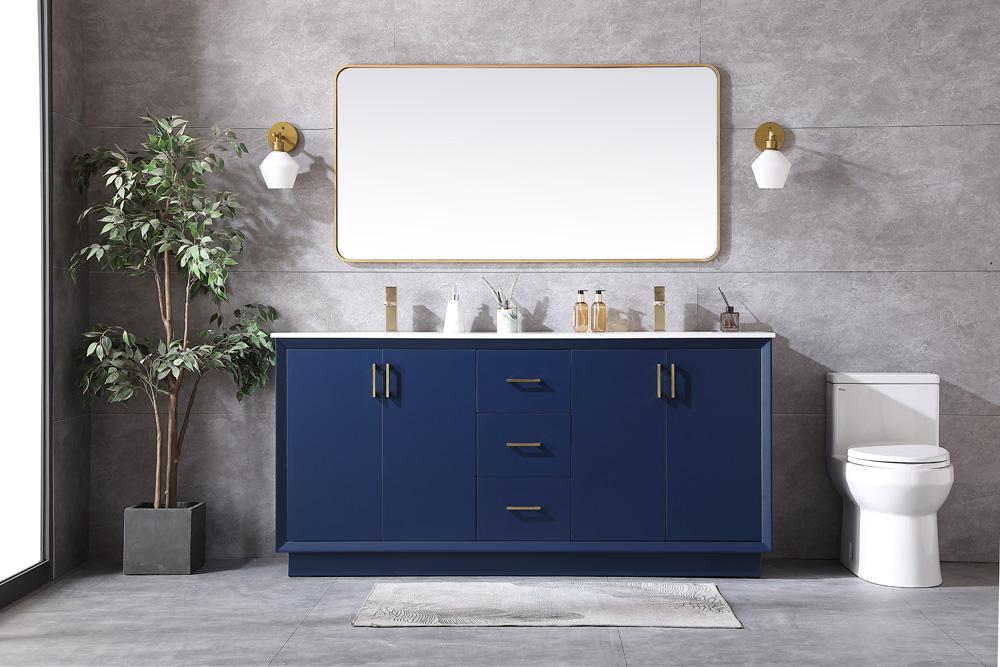 Elegant Furniture & Lighting - Hayes 72 Inch Double Bathroom Vanity In Blue - VF19672DBL veiw 5