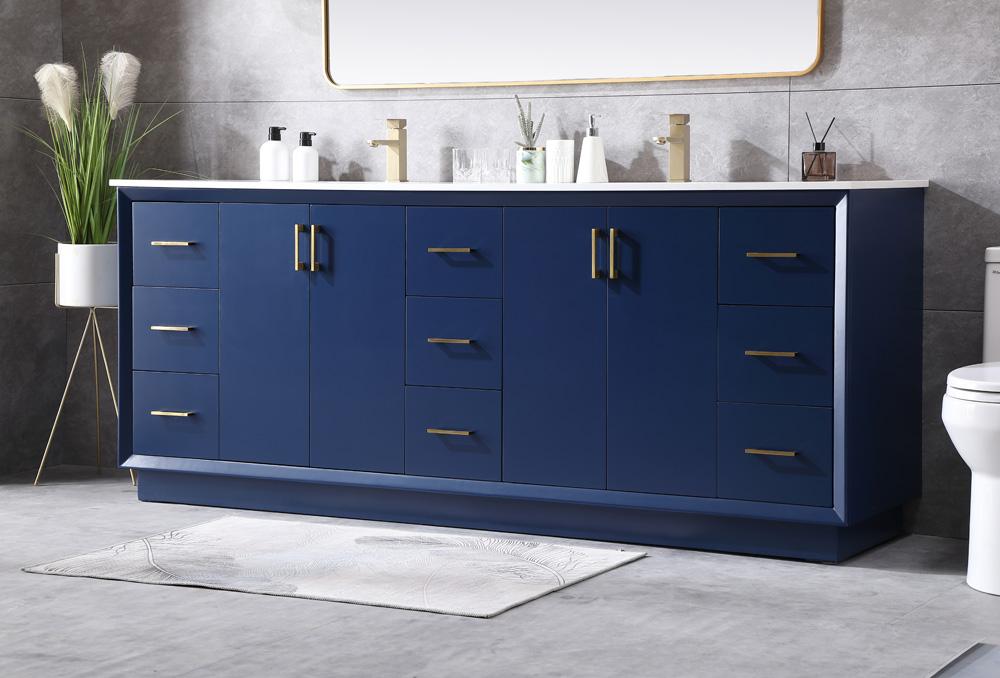 Elegant Furniture & Lighting - Hayes 84 Inch Double Bathroom Vanity In Blue - VF19684DBL veiw 3