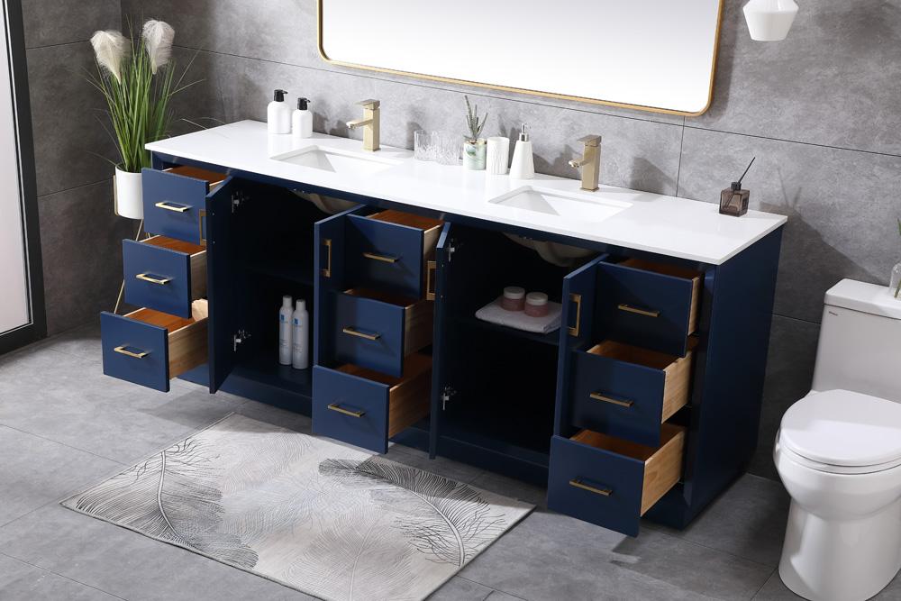 Elegant Furniture & Lighting - Hayes 84 Inch Double Bathroom Vanity In Blue - VF19684DBL veiw 4