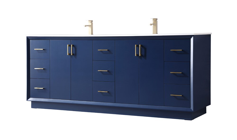Elegant Furniture & Lighting - Hayes 84 Inch Double Bathroom Vanity In Blue - VF19684DBL veiw 8