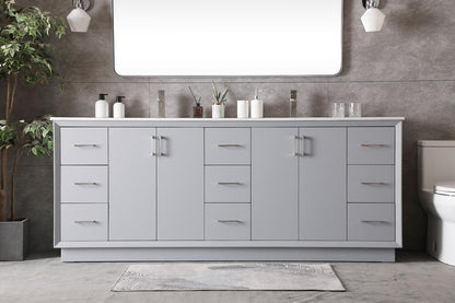 Elegant Furniture & Lighting - Hayes 84 Inch Double Bathroom Vanity In Grey - VF19684DGR veiw 2