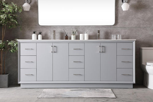 Elegant Furniture & Lighting - Hayes 84 Inch Double Bathroom Vanity In Grey - VF19684DGR veiw 2