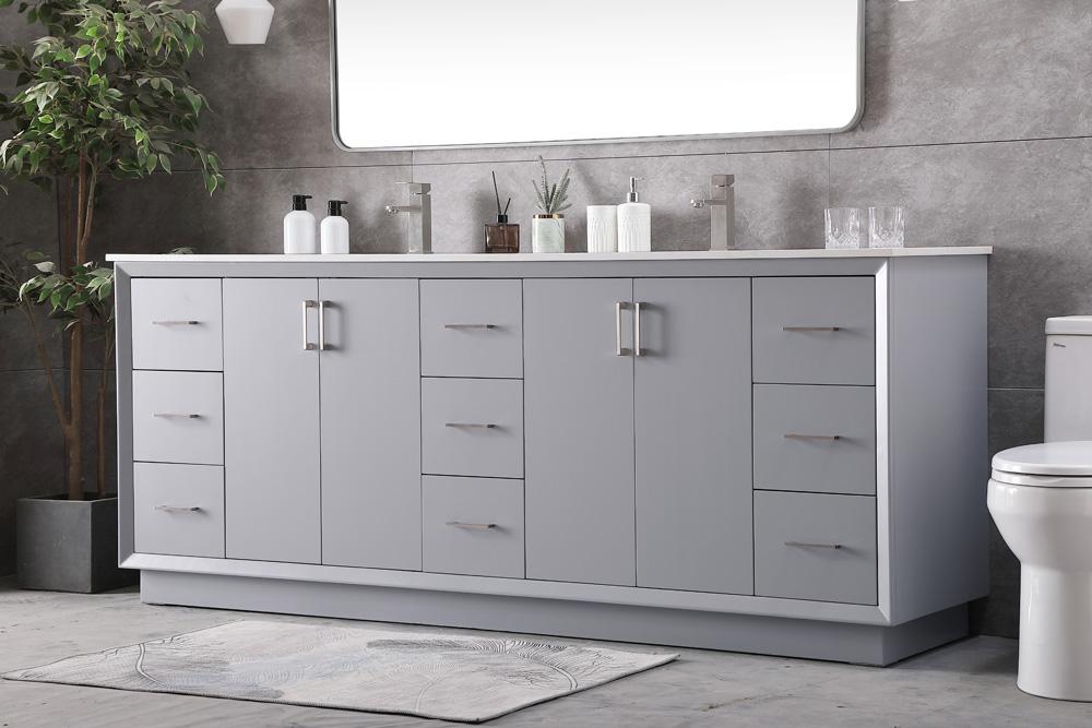 Elegant Furniture & Lighting - Hayes 84 Inch Double Bathroom Vanity In Grey - VF19684DGR veiw 3