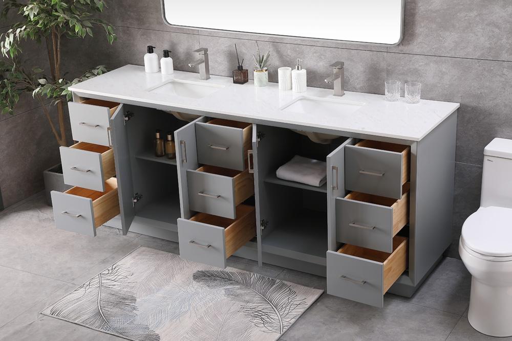 Elegant Furniture & Lighting - Hayes 84 Inch Double Bathroom Vanity In Grey - VF19684DGR veiw 4