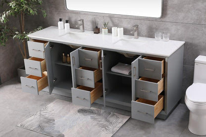 Elegant Furniture & Lighting - Hayes 84 Inch Double Bathroom Vanity In Grey - VF19684DGR veiw 4