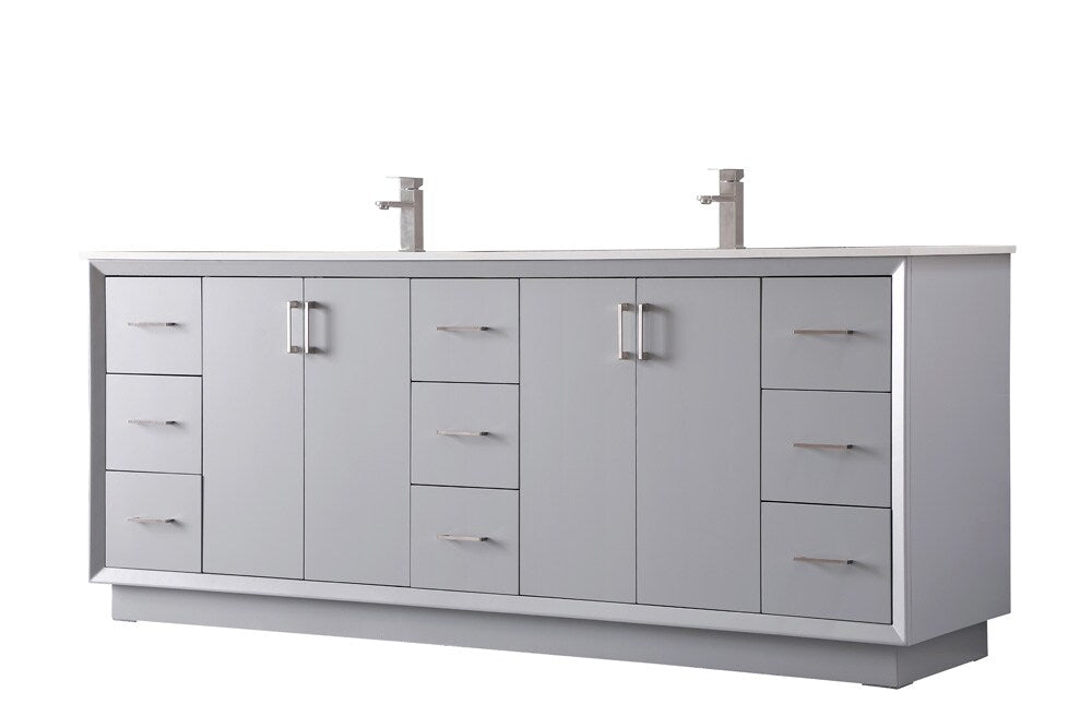 Elegant Furniture & Lighting - Hayes 84 Inch Double Bathroom Vanity In Grey - VF19684DGR veiw 8