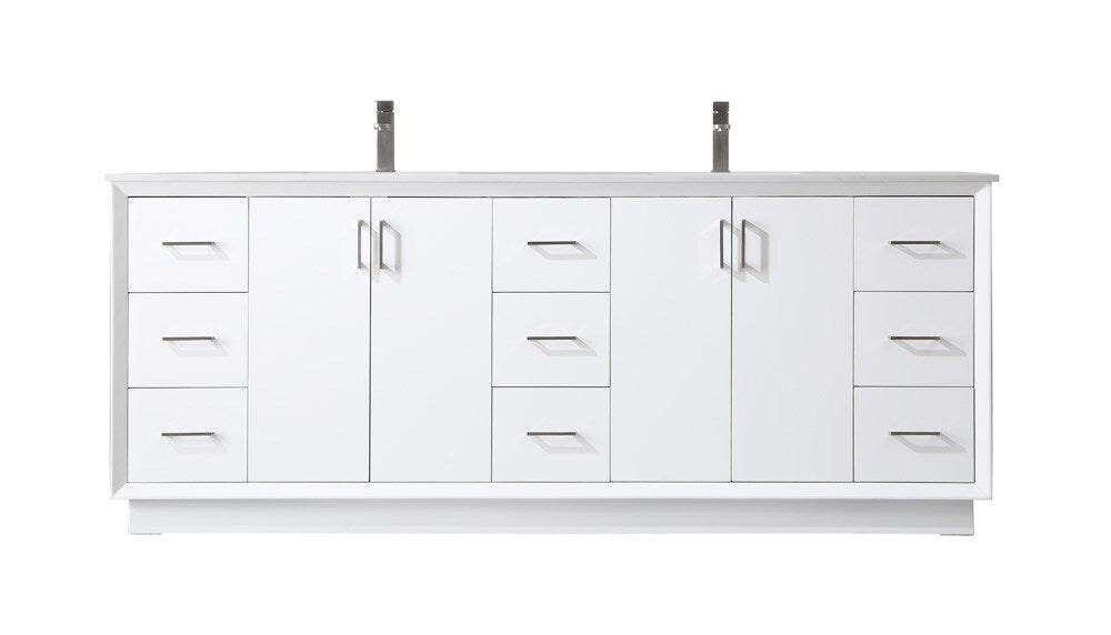 Elegant Furniture & Lighting - Hayes 84 Inch Double Bathroom Vanity In White - VF19684DWH veiw 1