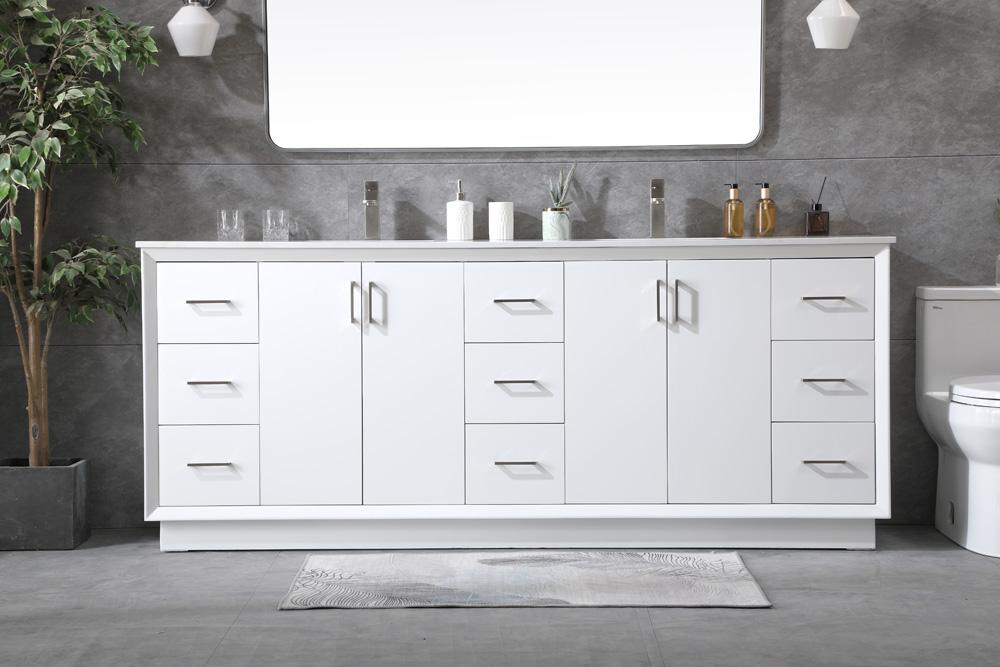 Elegant Furniture & Lighting - Hayes 84 Inch Double Bathroom Vanity In White - VF19684DWH veiw 2