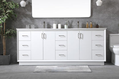 Elegant Furniture & Lighting - Hayes 84 Inch Double Bathroom Vanity In White - VF19684DWH veiw 2