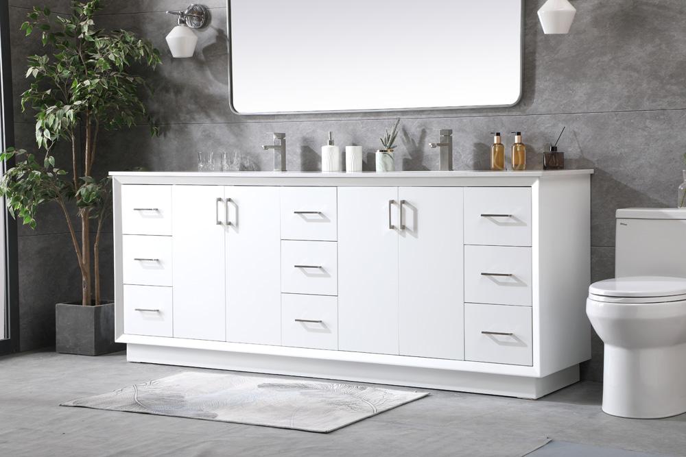 Elegant Furniture & Lighting - Hayes 84 Inch Double Bathroom Vanity In White - VF19684DWH veiw 3