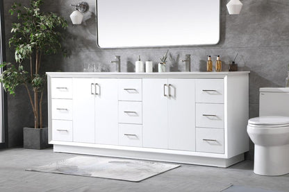 Elegant Furniture & Lighting - Hayes 84 Inch Double Bathroom Vanity In White - VF19684DWH veiw 3