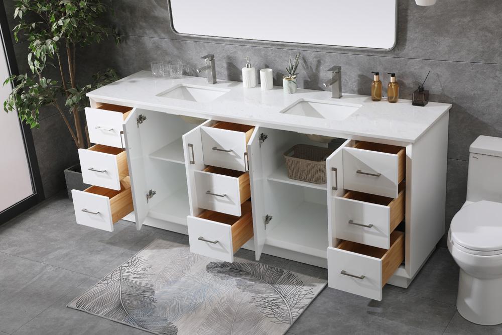 Elegant Furniture & Lighting - Hayes 84 Inch Double Bathroom Vanity In White - VF19684DWH veiw 4