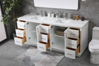 Elegant Furniture & Lighting - Hayes 84 Inch Double Bathroom Vanity In White - VF19684DWH veiw 4