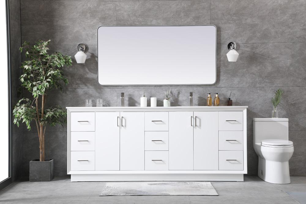 Elegant Furniture & Lighting - Hayes 84 Inch Double Bathroom Vanity In White - VF19684DWH veiw 5