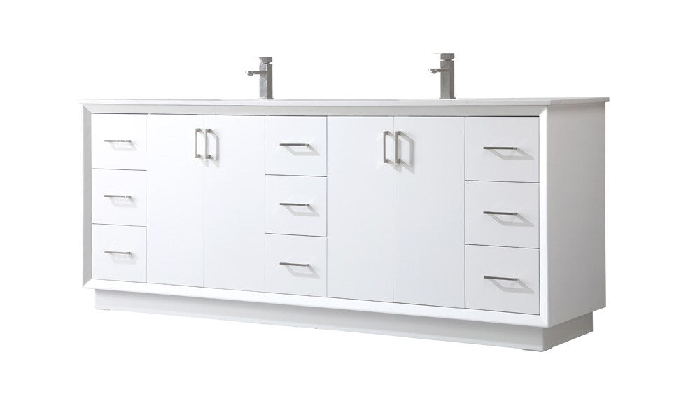 Elegant Furniture & Lighting - Hayes 84 Inch Double Bathroom Vanity In White - VF19684DWH veiw 8