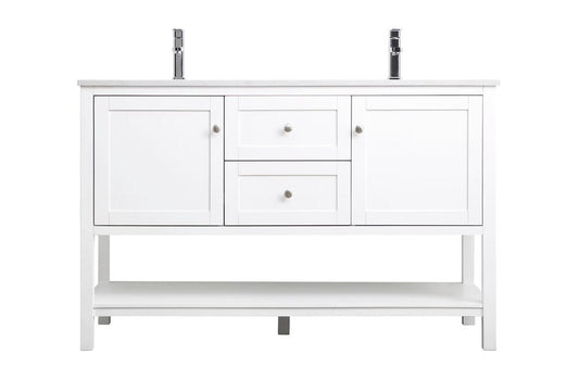 Elegant Furniture & Lighting - Heath 54 Inch Double Bathroom Vanity In White - VF22254DWH veiw 1
