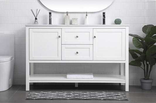 Elegant Furniture & Lighting - Heath 54 Inch Double Bathroom Vanity In White - VF22254DWH veiw 2