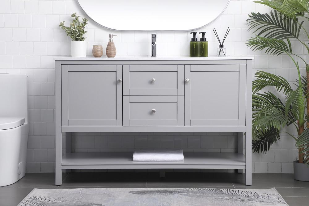 Elegant Furniture & Lighting - Heath 54 Inch Single Bathroom Vanity In Grey - VF22254GR veiw 2