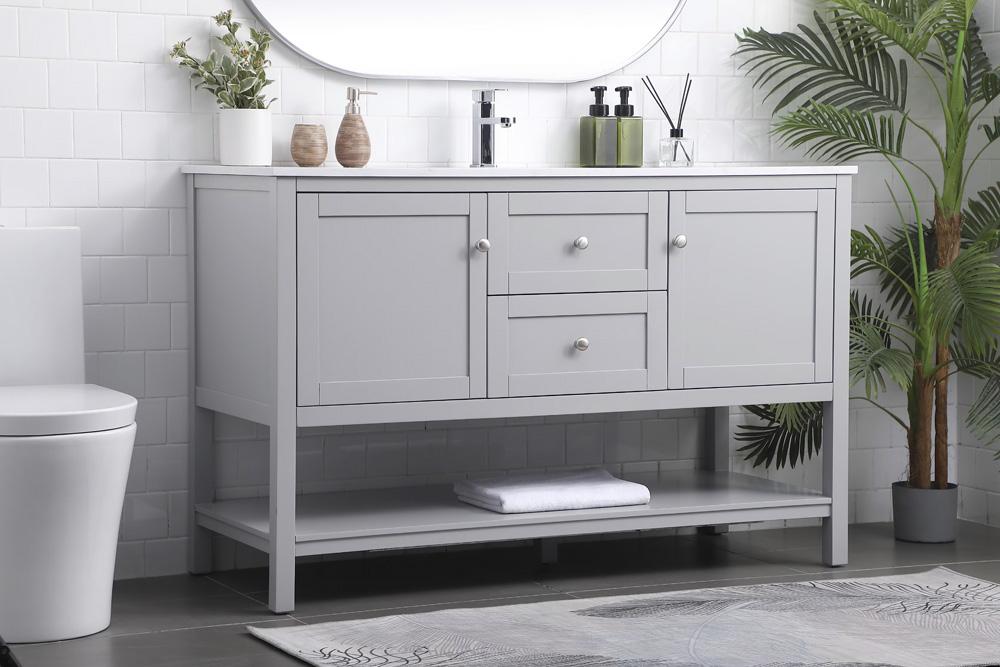 Elegant Furniture & Lighting - Heath 54 Inch Single Bathroom Vanity In Grey - VF22254GR veiw 3