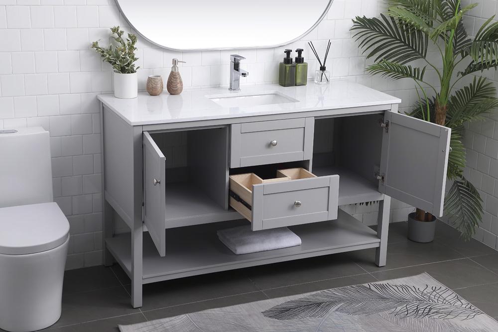Elegant Furniture & Lighting - Heath 54 Inch Single Bathroom Vanity In Grey - VF22254GR veiw 4