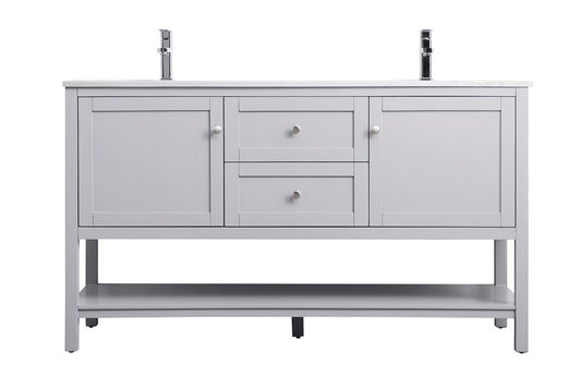 Elegant Furniture & Lighting - Heath 60 Inch Double Bathroom Vanity In Grey - VF22260DGR veiw 1