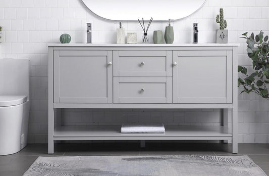 Elegant Furniture & Lighting - Heath 60 Inch Double Bathroom Vanity In Grey - VF22260DGR veiw 2
