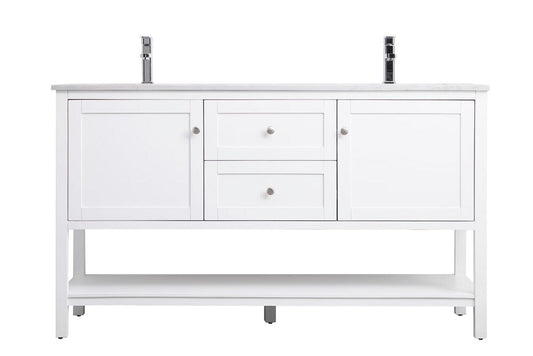 Elegant Furniture & Lighting - Heath 60 Inch Double Bathroom Vanity In White - VF22260DWH veiw 1