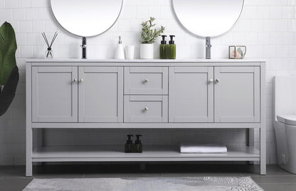 Elegant Furniture & Lighting - Heath 72 Inch Double Bathroom Vanity In Grey - VF22272DGR veiw 2