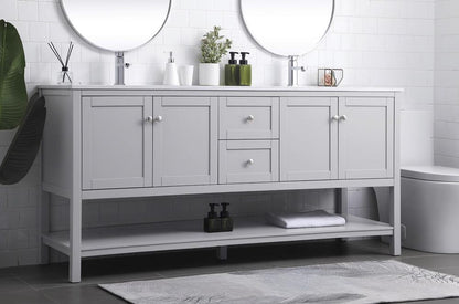 Elegant Furniture & Lighting - Heath 72 Inch Double Bathroom Vanity In Grey - VF22272DGR veiw 3