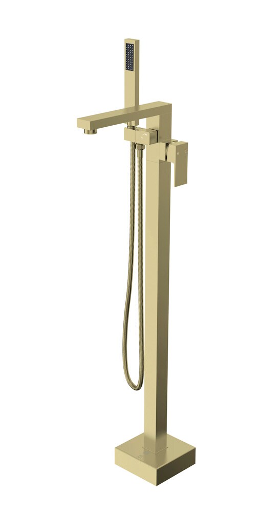 Elegant Furniture & Lighting - Henry Floor Mounted Roman Tub Faucet with Handshower in Brushed Gold - FAT-8002BGD veiw 1