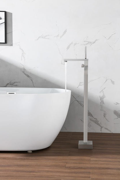 Elegant Furniture & Lighting - Henry Floor Mounted Roman Tub Faucet with Handshower in Brushed Nickel - FAT-8002BNK veiw 3