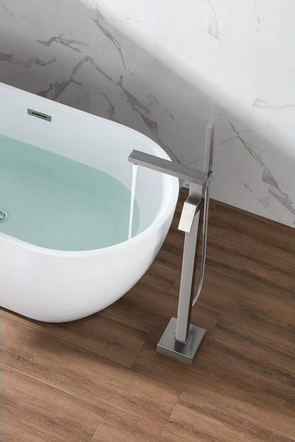 Elegant Furniture & Lighting - Henry Floor Mounted Roman Tub Faucet with Handshower in Brushed Nickel - FAT-8002BNK veiw 4