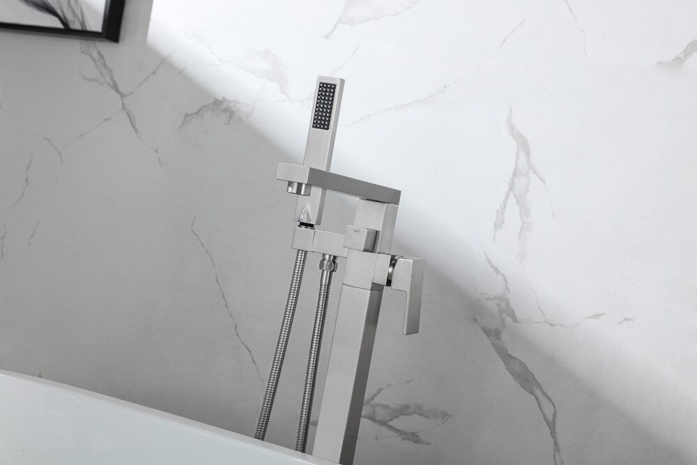 Elegant Furniture & Lighting - Henry Floor Mounted Roman Tub Faucet with Handshower in Brushed Nickel - FAT-8002BNK veiw 5