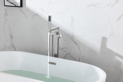 Elegant Furniture & Lighting - Henry Floor Mounted Roman Tub Faucet with Handshower in Brushed Nickel - FAT-8002BNK veiw 7