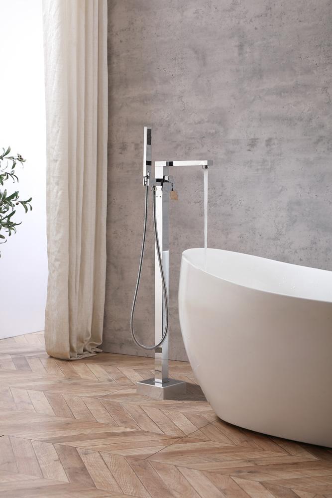 Elegant Furniture & Lighting - Henry Floor Mounted Roman Tub Faucet with Handshower in Chrome - FAT-8002PCH veiw 4