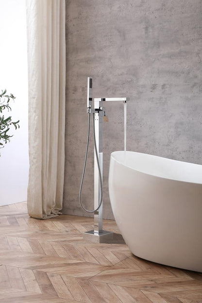 Elegant Furniture & Lighting - Henry Floor Mounted Roman Tub Faucet with Handshower in Chrome - FAT-8002PCH veiw 4