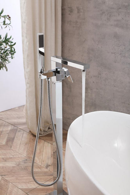 Elegant Furniture & Lighting - Henry Floor Mounted Roman Tub Faucet with Handshower in Chrome - FAT-8002PCH veiw 5