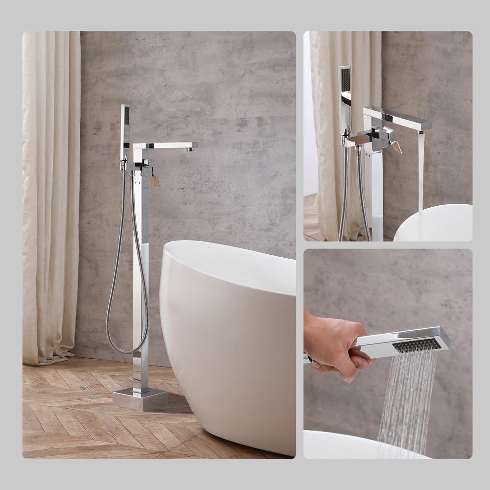Elegant Furniture & Lighting - Henry Floor Mounted Roman Tub Faucet with Handshower in Chrome - FAT-8002PCH veiw 7