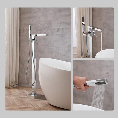 Elegant Furniture & Lighting - Henry Floor Mounted Roman Tub Faucet with Handshower in Chrome - FAT-8002PCH veiw 7