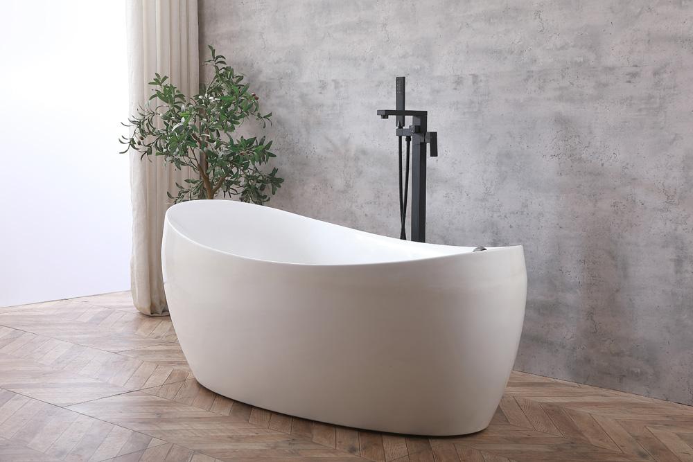 Elegant Furniture & Lighting - Henry Floor Mounted Roman Tub Faucet with Handshower in Matte Black - FAT-8002MBK veiw 2